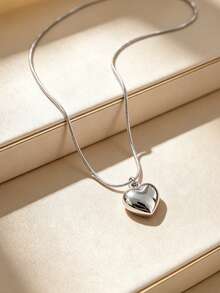 1PC Fashion Big Heart Decor Pendant Necklace For Women Daily Wear - Heart - View 4
