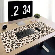 Leopard Print Leather Mouse Pad Beige Brown Thick Durable Keyboard Leather Pad For Office Home Gaming Birthday Gift For Gamers Students Professionals Desktop Laptop Home Office Desk Accessories Minimalist Design - View 4