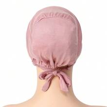 1pc Women's Lace Trim Adjustable Tie Inner Cap, Soft Modal Elastic Headscarf Inner Cap, Breathable Sleep Cap Chemotherapy Head Wrap, Multiple Colors Available - Multicolor - View 3