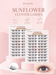 WAN PIN Minimalist Style 120 Clusters False Eyelashes, 9-14mm Natural Thin Cluster Lashes, Lightweight Soft Mixed Length, Glue-Free Option, Easy To Apply, Suitable For Beginners, High Density Eyelash Set - C - View 7