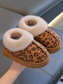 Children's Closed-Back Slippers Autumn/Winter New Style Unisex Kids Simple Fashion Home & Outdoor Wear Fuzzy Shoes Soft Sole - Brown - View 3