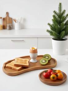1 Buah Nampan Saji Kayu Akasia Alami Berbentuk Tidak Beraturan, Piring Kayu Solid dengan Tepi Bergelombang untuk Sarapan, Kopi, Makanan Penutup, Buah, Penyimpanan Perhiasan & Barang Kecil, Piring Dekorasi Kayu Serbaguna untuk Pesta Liburan Natal, Meja Dapur, Meja Rias, Dekorasi Rumah - View 7