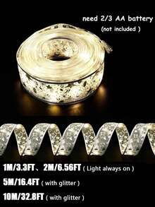 1pc Christmas Ribbon String Lights, Christmas Ribbon Lights, Christmas Lights Decoration, Ribbon Garland Christmas Tree Silver Garland Christmas Decoration Lights, Suitable For Indoor And Outdoor Party Decoration - Multicolor - View 6