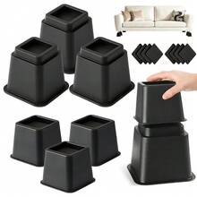4er-Set Verstellbare Bett-/Möbelerhöhungen 3/5/8 Zoll – 1300lbs Robuste Stapelbare Lifte Für Die Aufbewahrung Unter Dem Bett, Wohnheime, Tische & Sofas in Schwarz, Ideal Für Die Freigabe Von Saugrobotern, Die Raumerweiterung & Die Stabile Erhöhung. - 4 Stück - Übersicht 7
