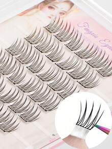 Fengxiu Eyelash 60簇免膠假睫毛，日韓風可愛純真眼妝，C捲 8-12mm 混長，簇裝假睫毛，單簇假睫毛，自然捲度，輕盈人氣款，免膠貼合打造圓大眼，DIY省妝時，適合初學者，可重複使用，60簇假睫毛，日韓風假睫毛 - C - 查看 11