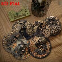 6pcs Witch Broom Coaster Set, Funny Cartoon Pattern Heat Resistant Cup Mats, Halloween Desktop Decor, Gift Box Packaging Holiday Gift - PET Coaster-2760 - View 5