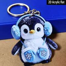 1pc Cute 2D Acrylic Penguin Keychain/Keyring - Decorative Item, Featuring Whimsical Christmas Design, Perfect For Friends Who Love Decorating Their Space, Ideal For Home And Holiday Decoration - Multicolor - View 7