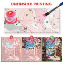 1pc Floral Tree Digital Oil Painting Set, Suitable For Adult Beginners, Acrylic Paint On Canvas, Numbered, Can Be Used For Home Wall Decoration, 40x50cm/16x20in, Frame Not Included - Sets - View 2