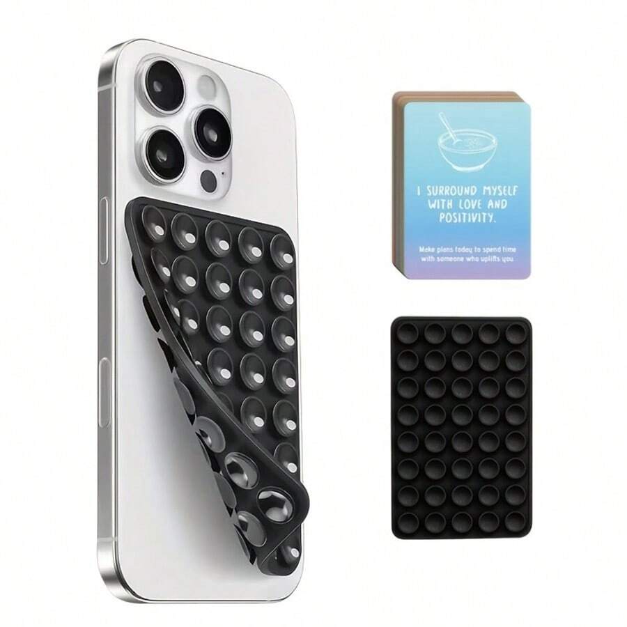 2pcs Silicone Adhesive Phone Holder, Non-Slip Silicone Adhesive Phone Stand, Phone Case Bracket, Hands-Free Phone Accessory, Selfie And Video Stand, Multi-Functional Phone Accessory, Suitable For All Models - Multicolor - View 1