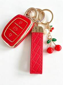 Car Key Cover Compatible With Beijing Langdong, Lingdong, Mingtu, Ix35, Ix25, Tucson, Sonata, 9-Button, Reina, Cherry Pendant, PU Rope - A - View 14