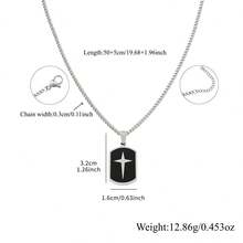 1pc Fashion Block Star Cross Pendant Golden/Silvery Stainless Steel Chain Necklaces For Men - Necklace - View 2