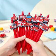 10pcs Fire Truck Ballpoint Pens,Black Ink Smooth Writing Pen, Suitable For Study,School Office Supplies, Perfect Gift For Friends,Students - Multicolor - View 2