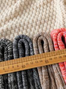 1/3/5 Pairs Women Super Thick Thermal Crew Socks, Retro Marled Striped Terry Lined Winter Socks, Cold Resistant Warm Knit Mid Calf Socks For Snow Days - Multicolor - View 7