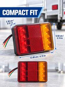 GLANBERT 2pcs Red And Yellow Dual-Color Pickup Truck Rear Light Strip With Reflector, High Brightness Auxiliary Light, Truck Decorative Light, Suitable For Cars, RVs And Forklifts - Multicolor - View 6