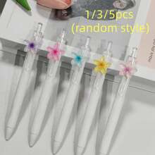 1/3/5/20pcs Cute Floral Quick-Dry Ballpoint Pens, Black Ink 0.5mm, Creative Stationery Set, Suitable For Daily Office, Gift Set, Fashion Pen Set, Durable Material, Children's Ballpoint Pens, Back To School Essential, Random Style - Multicolor - View 8