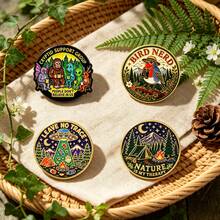 Outdoor Adventure Enamel Pin Set, Cryptid Support Group, Bird Nerd, Leave No Trace, Nature Lapel Brooch Backpack Decor, Unique Gift For Outdoor Lovers - Multicolor - View 10