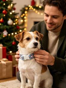 1pc Christmas Pet Collar, Dog Collar With Christmas Tree & Santa Claus Design, Cat Collar - Multicolor - View 4