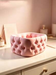 Soft And Mochi-Like Puff-Style Storage Box, Snap-Closure Quilted Texture Replicating Sofa Feel, Round Irregular Shape With Soft Edges, Light Luxury Atmosphere, Suitable For Entryway, Dressing Table, And Coffee Table - Multicolor - View 2