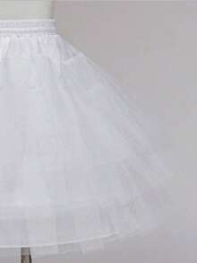 1pc White Ballet Tulle Mini Petticoat, Stiff Mesh Tutu Skirt, Suitable For Dance Performance And Dress Matching - Three-layer Boneless Uneven Skirt Support - View 3
