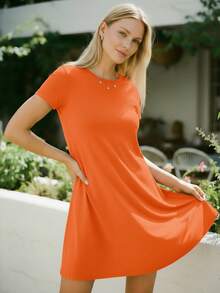 Women Short Dresses - Orange - View 3