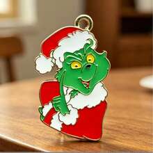 The Grinch إكسسوارات ديكور عيد الميلاد قلادة قطرة زيت من سبيكة مفتاح سلسلة أقراط سحر حقيبة - تتوفر عدة موديلات - مشاهدة 5