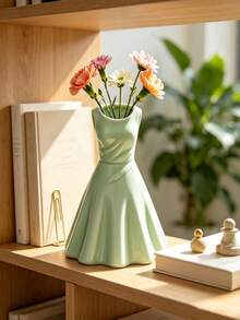 Dress-Shaped Window Sill Flower Pot, Elegant Large Skirt Design, Can Hold Fresh Flowers, Dried Flowers, Also Serves As Desktop Storage Container, Suitable For Living Room, Bedroom, Window Sill Decoration - Multicolor - View 8