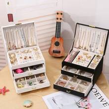 KYPHIREL Valentine's Day Travel Best-Seller 1pc Artificial PU Leather 3-Layer Drawer Jewelry Box, Luxury Earring & Jewelry Storage Box With Lock For Studs, Earrings And Jewelry - Multicolor - View 10
