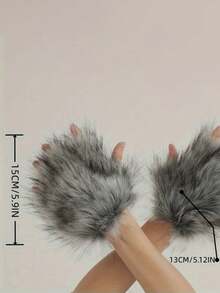 Midnight Gothic Wolf Faux Gloves, Luxury Plush Dress Gloves For Halloween Cosplay, Christmas Party And Evening Ball - Multicolor - View 6