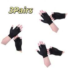 1 Pair/3 Pairs Black Half-Finger Gloves, High Elasticity, Breathable, Touchscreen Compatible, Sweat-Absorbent, Ventilated And Anti-Slip, Suitable For Outdoor Cycling And Sports - Multicolor - View 5
