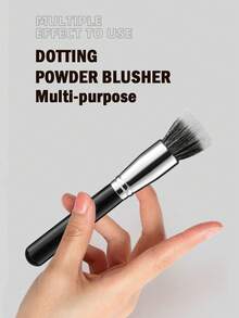 1pc Pointed Blush Makeup Brush, Mixed High-Low Bristles, Fine And Soft High-Quality Material, Blush Makeup Tool - black silver - View 3