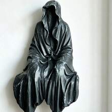 Mysterious Black Robe Statue - Resin Quirky Decorative Statue Gothic Style Sitting Figure Suitable For Bookshelf Office Desk Garden Yard Car Small Ornament Gift For Friends Family Home Decor - 1PC - View 7