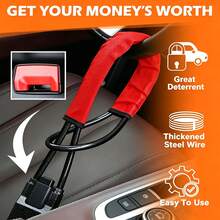 1pcUniversal Car Anti-Theft Lock – 2-In-1 Steering Wheel And Seatbelt Safety Lock, Heavy-Duty Steel Cable Vehicle Lock. Easy-To-Install Anti-Theft Device For Most Cars, Trucks, And SUVs – No Battery Required. - A - View 7
