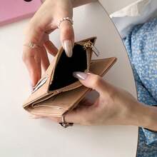 Minimalist Bifold Wallet With Buckle, Multiple Card Slots, Zippered Coin Pocket - Multicolor - View 9
