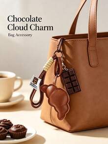 Gantungan Kunci Tas Bertema Makanan Y2K yang Lucu, Liontin Tas Kulit PU Bentuk Croissant Cokelat Dessert, Aksesori Kunci Mobil Ransel Hati Tali Kepang Kawaii, Hadiah - MultiWarna - View 10