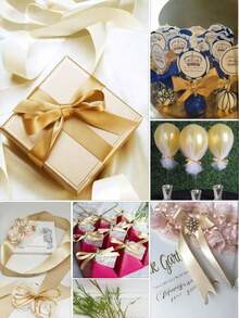 1 Gulungan Pita Dekorasi Pernikahan Warna Emas Champagne 22m/72ft, Pita Satin Sutra Serbaguna, Cocok untuk Kerajinan DIY, Kemasan Kotak Hadiah, Desain Bunga, Dekorasi Pesta Liburan, Kemasan Kue, Pengikat Buket, Cocok untuk Berbagai Acara - emas - View 3