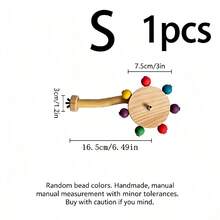 1pc Bird Toy Parrot Toy Colorful Bead Rotating Windmill Perch Stand Bird Cage Accessory Bird Supplies Suitable For Small And Medium-Sized Birds (Random Color) - A+B - View 13