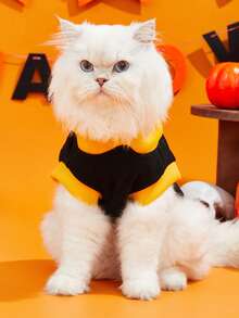 LUCKIE PAW 1pc Halloween Spider & Bat Pattern Pet Sleeveless Hoodie, Anti-Flea, Reduce Shedding, Warm & Breathable, Suitable For Small & Large Dogs And Cats, Indoor & Outdoor Use - Multicolor - View 3