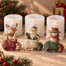 Christmas Stocking Candle Mold, 3D Silicone Mold With Santa Claus Snowman Reindeer Design For DIY Scented Candle Making, Christmas Home Decor And Handmade Gifts - Mold - View 5