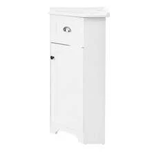 Space-Saving Vertical Design Bathroom Vanity Unit With Single Sink, Water-Resistant MDF Body, Ceramic Sink, Metal Handle, Melamine-Free Surface, Bathroom Storage Unit, White Color. - 1 - View 9