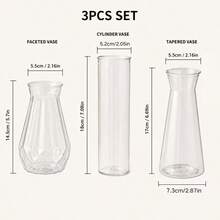 3PCS Transparent Plastic Vase Set, 2 Styles Mini Transparent Vases Suitable For Fresh Flowers, Artificial Flowers And Dried Flowers, Wedding Party Living Room Bedroom Dining Table Shelf And Home Decor Tabletop Centerpiece, Lightweight And Reusable Vase Set - White - View 5