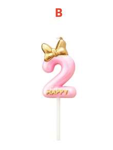 Pink 3D Gold Bow Birthday Number Candle, Autumn Decor, Souvenir, Camping, Kitchen, Christmas, Party Gift, Cookware, Home Decor & Accessories, Party Decoration & Supplies - View 22