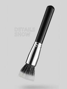 1pc Pointed Blush Makeup Brush, Mixed High-Low Bristles, Fine And Soft High-Quality Material, Blush Makeup Tool - black silver - View 6