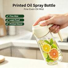 1pc Printed Oil Spray Bottle, Kitchen Glass Oil Sprayer For Cooking, Air Fryer, Salad, Baking, BBQ, Fine Mist Oil Dispenser, Household Kitchen Gadget - View 2