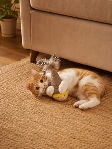 Colorful Cartoon Swinging Cat Toy With 4-Color Spring And Feather Decoration, Rolling Interactive Toy For Kittens And Adult Cats, Indoor Entertainment, Relieve Boredom, Ideal Birthday And Holiday Pet Gift - Multicolor - View 3