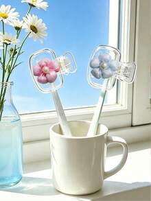 Cherry Blossom Pattern Portable Toothbrush Cap, Transparent Travel Toothbrush Storage Box, Toothbrush Head Protective Clip, Toothbrush Storage Clip, Toothbrush Dust-Proof Protective Cover, Portable Design Easy To Carry, Dust-Proof Cap, Suitable As Gift For Couples, Friends, Family, Teachers, Travel Enthusiasts, Essential For Home, Dorm, Vacation, Suitable For Birthday Gift, Back To School Gift, Wedding Accessory, Spring/Summer Essential - A - View 9