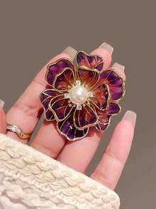 Retro Peony Brooch, Niche Faux Pearl Brooch, High-End Flower Pin Accessory - Peony Brooch - View 4