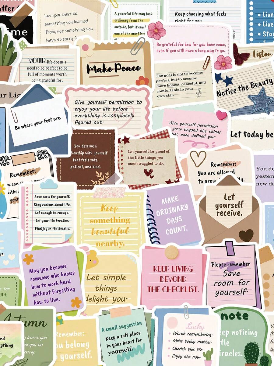 50pcs Encouraging Messages Book Stickers, Suitable For Kindle - Fantasy Sticker Pack, Vinyl Decals, Suitable For Kindle Accessories, Laptops, Water Bottles, Journals - Black - View 1