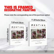 1件好友照片拼貼客製化海報，個性化 BFF 照片拼貼客製化牆面藝術，好友照片禮物，閨蜜客製化照片拼貼圖片，可客製化物品，成人臥室裝飾，可選相框 - 彩色 - 查看 5