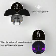 USB充電消毒牙刷架，壁掛式牙刷架，電動牙刷架裝置，牙刷收納架，2格牙刷收納架，牙膏擠壓器，浴室配件，家居裝飾 - 彩色 - 查看 6