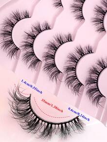 ENCHUW 5 Pairs False Eyelashes Natural Look Fluffy Wispy Fake Eyelashes Strip Eye Lashes Fake Eyelashes Curling Lashes - Black - View 2